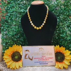 Citrine CRYSTAL Beads Necklace with Earrings