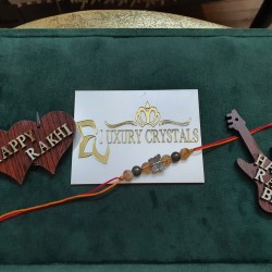 CRYSTAL Rakhi With Citrine and Pyrite Beads in Thread