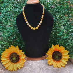 Citrine CRYSTAL Beads Necklace with Earrings