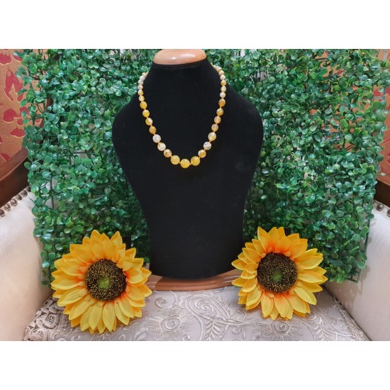 Citrine CRYSTAL Beads Necklace with Earrings