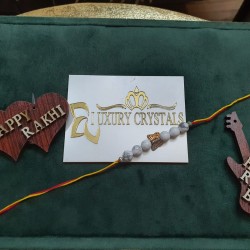 CRYSTAL Rakhi With Howlite Beads with Butterfly charm in Thread