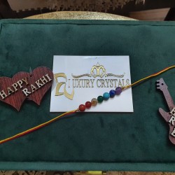 CRYSTAL Rakhi With Seven Chakra CRYSTAL beads Amethyst, Lapis Lazuli, Turquoise, Green Jade,Citrine, Carlenian, Red Jasper  in Threa