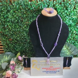  AMETHYST CRYSTAL Necklace with Earrings 