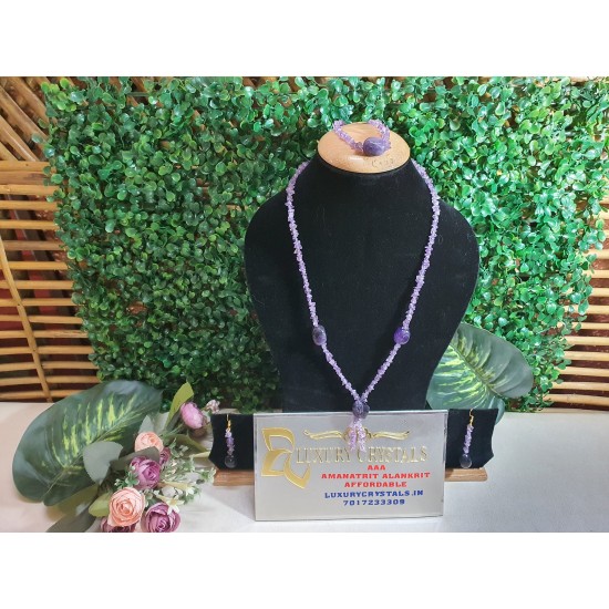  AMETHYST CRYSTAL Necklace with Earrings 