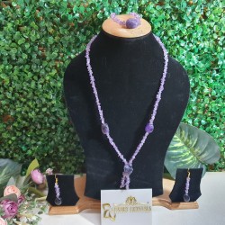  AMETHYST CRYSTAL Necklace with Earrings 