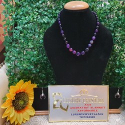 Amethyst CRYSTAL Beads Necklace with Earrings
