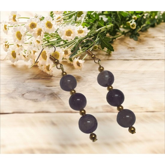 Amethyst CRYSTAL Beads Earrings