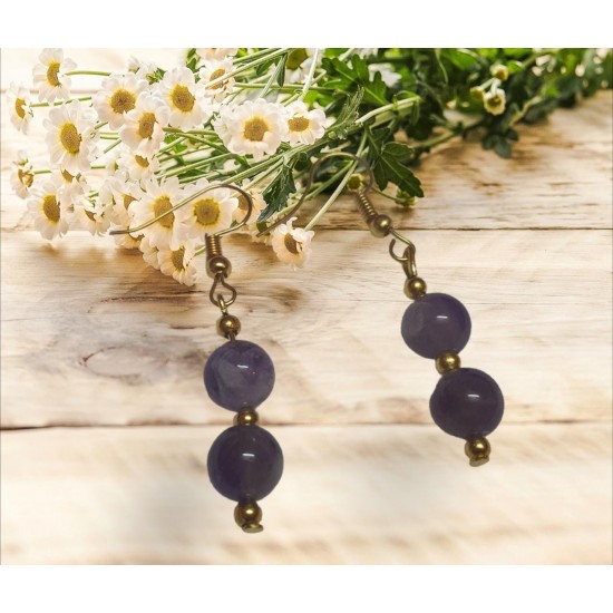 Amethyst CRYSTAL Beads Earrings