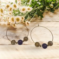 Citrine with Amethyst CRYSTAL Beads Earrings