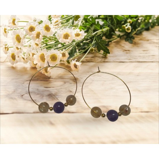 Citrine with Amethyst CRYSTAL Beads Earrings