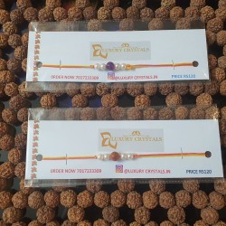 Amethyst CRYSTAL Rakhi With Pearl  and  SUNSTONE CRYSTAL Rakhi With Pearl