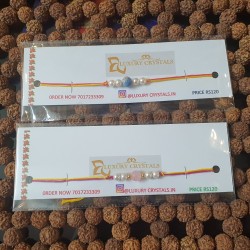 Rose Quartz CRYSTAL Rakhi With Pearl and  Sodalite CRYSTAL Rakhi With Pearl