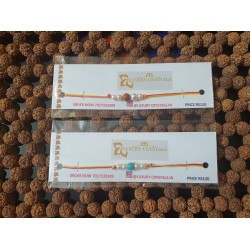 SUNSTONE CRYSTAL RAKHI WITH PEARL  and TURQUOISE CRYSTAL RAKHI WITH PEARL