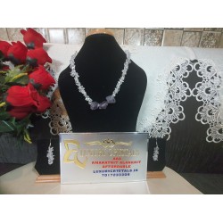 Clear Quartz with Amethyst Necklace with Earrings