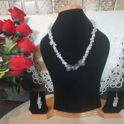 Clear Quartz with Amethyst Necklace with Earrings