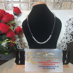 Clear Quartz with Amethyst with Rose Quartz Necklace with Earrings