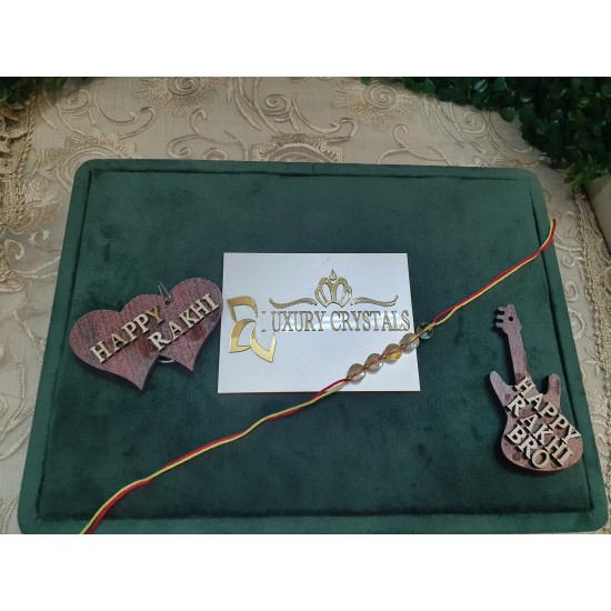 CRYSTAL Rakhi With Clear CRYSTAL Quartz beads in Thread