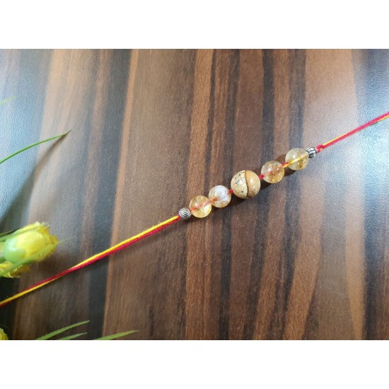 CRYSTAL Rakhi With Clear CRYSTAL Quartz beads in Thread