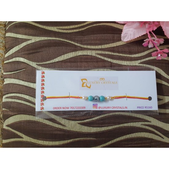 Turquoise CRYSTAL Rakhi With Sodalite CRYSTAL