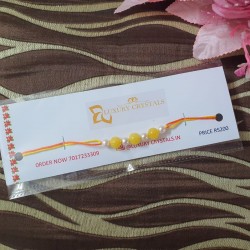 Yellow Agate CRYSTAL Rakhi with Pearl 