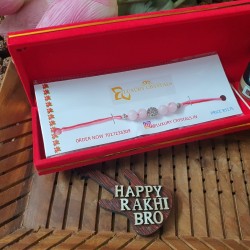 GIFT COMBO OFFER Rose quartz crystal rakhi and Arabian Oudh Wax Perfume