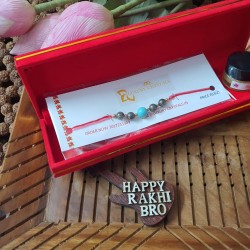 GIFT Combo Offer Pyrite and Turquoise CRYSTAL Rakhi and Rose Wax Perfume