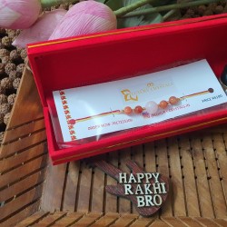 GIFT Combo Offer Carlenian and Rose Quartz CRYSTAL rakhi with Tuberose wax perfume