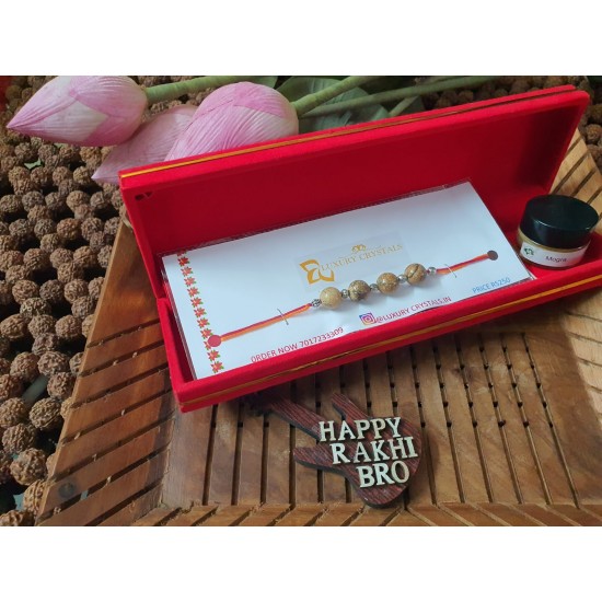 GIFT COMBO OFFER Picture Jasper CRYSTAL Rakhi With Mogra Wax Perfume