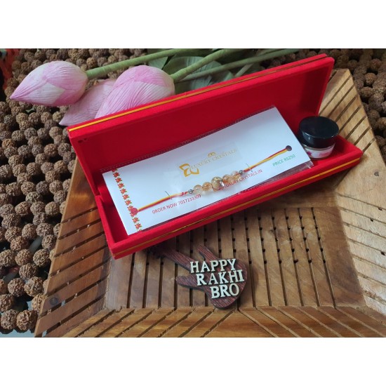 GIFT Combo Offer Clear Quartz and picture Jasper CRYSTAL Rakhi With Rose Wax Perfume