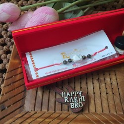 GIFT COMBO OFFER Howlite and Black Onyx CRYSTAL Rakhi With SONTAKA wax perfume