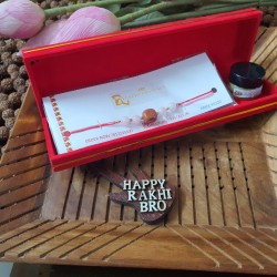 GIFT COMBO OFFER  Rose quartz and Red Jasper CRYSTAL Rakhi With black Oudh wax perfume