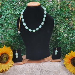 Green Aventurine with Green Jade Crystal Beads Necklace with Earrings