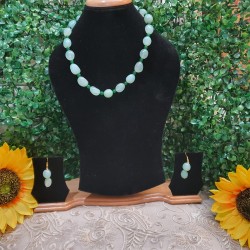 Green Aventurine with Green Jade Crystal Beads Necklace with Earrings