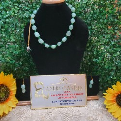 Green Aventurine with Green Jade Crystal Beads Necklace with Earrings