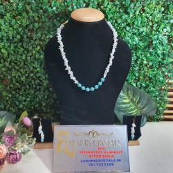 HOWLITE Crystal with Turquoise  Necklace with Earrings 