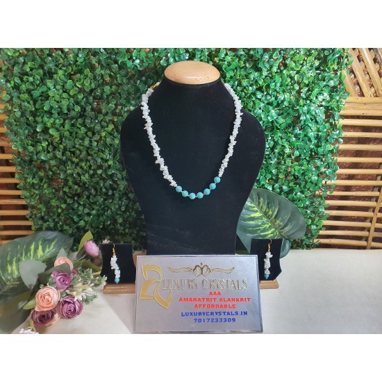 HOWLITE Crystal with Turquoise  Necklace with Earrings 
