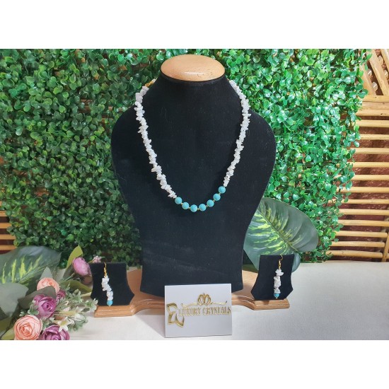 HOWLITE Crystal with Turquoise  Necklace with Earrings 