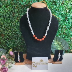 HOWLITE Crystal with Red Jasper Necklace with Earrings