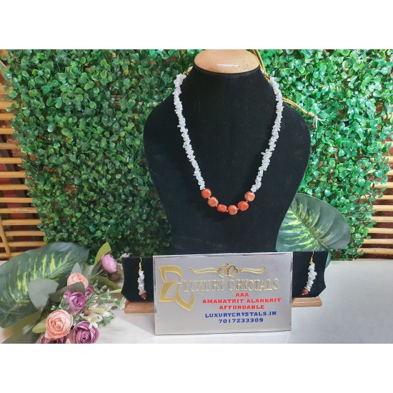 HOWLITE Crystal with Red Jasper Necklace with Earrings