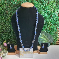 Lapis Lazuli Crystal Necklace with Earrings