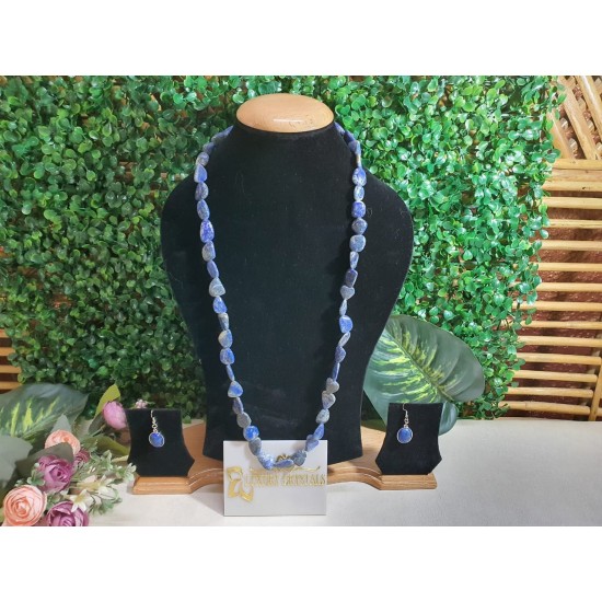 Lapis Lazuli Crystal Necklace with Earrings