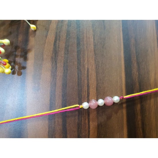 STRAWBERRY quartz crystal rakhi with Pearl