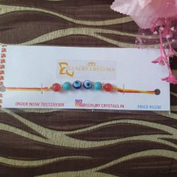 Red Agate CRYSTAL Rakhi with Turquoise and evil eye
