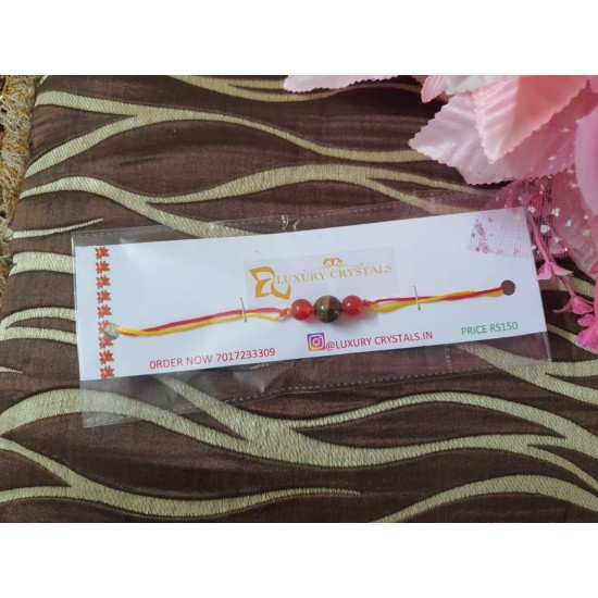 Red Agate CRYSTAL Rakhi with Tiger Eye