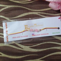 Rose Quartz crystal Rakhi with Pearl