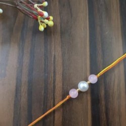 Pearl Rakhi With  Rose Quartz