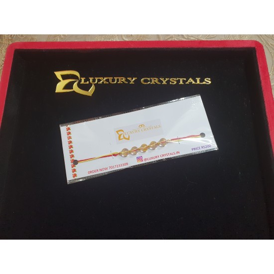CRYSTAL Rakhi With Clear CRYSTAL Quartz beads in Thread