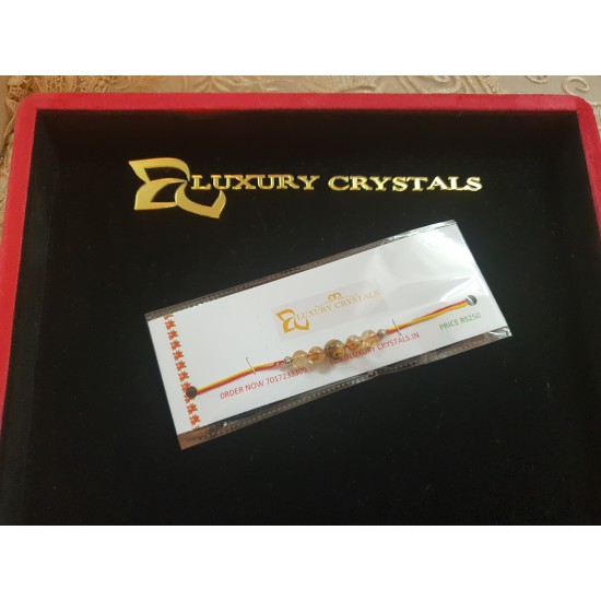 CRYSTAL Rakhi With Citrine and Picture Jasper beads in thread
