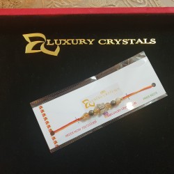 CRYSTAL Rakhi With Citrine and Pyrite Beads in Thread