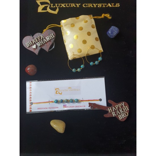 Rakhi For Brother and Earrings Gift for Bhabhi